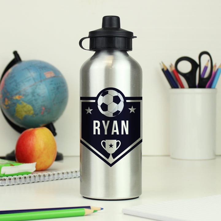 Buy Personalised Football Silver Drinks Bottle available now at www.giftsfinder.co.uk