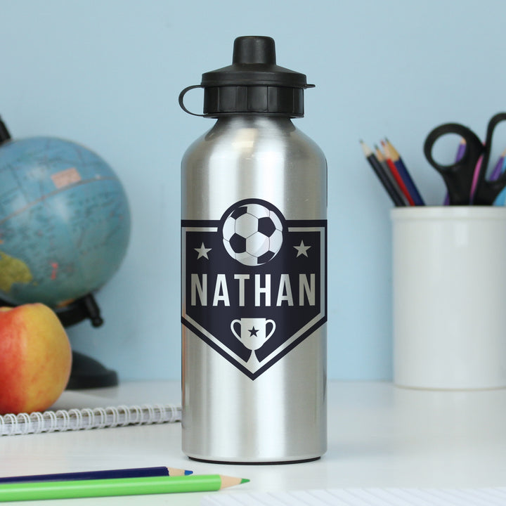 Buy Personalised Football Silver Drinks Bottle available now at www.giftsfinder.co.uk