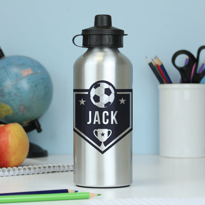 Buy Personalised Football Silver Drinks Bottle available now at www.giftsfinder.co.uk