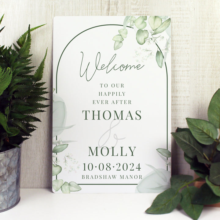 Buy Personalised Botanical Wedding Metal Sign available now at www.giftsfinder.co.uk