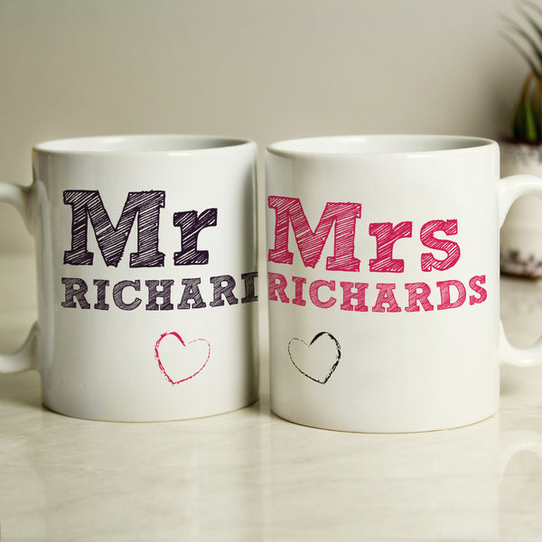 Buy Personalised MR & MRS MUG SET available now at www.giftsfinder.co.uk