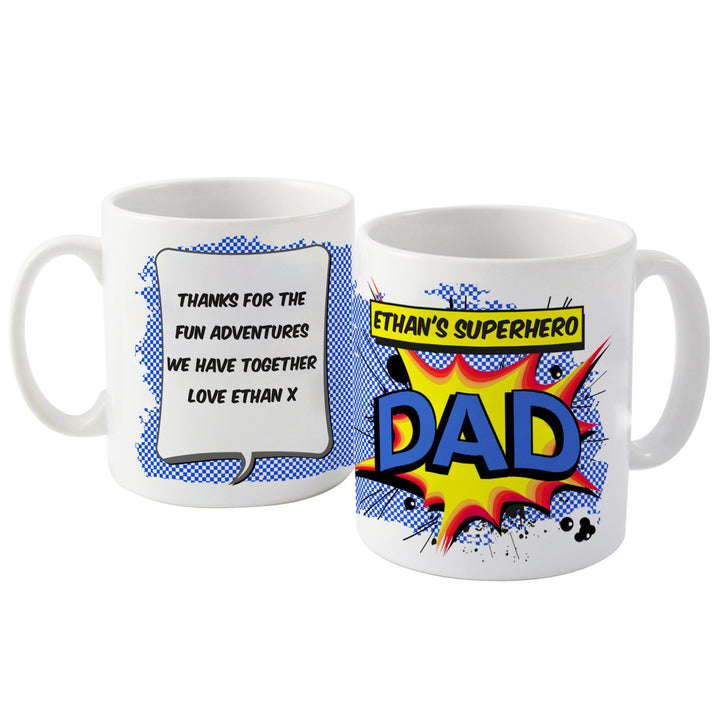 Personalised Super Hero Comic Book Themed Mug in gift category Personalised Mugs