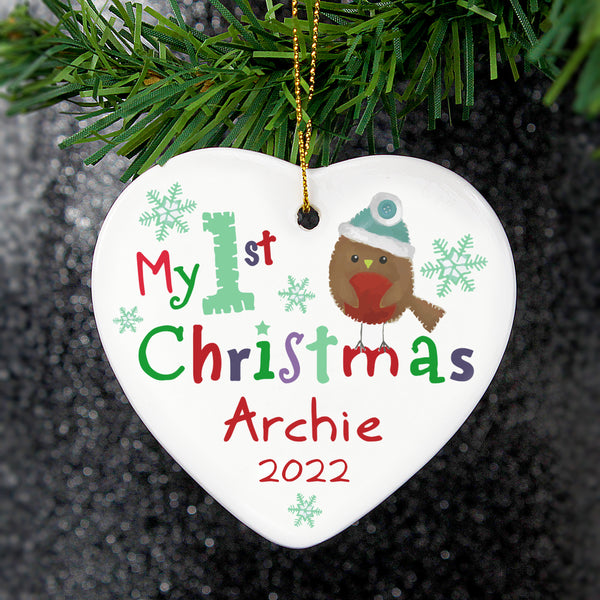 Buy Personalised My 1st Christmas Ceramic Heart at www.giftsfinder.co.uk