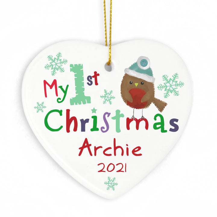 Buy Personalised My 1st Christmas Ceramic Heart at www.giftsfinder.co.uk