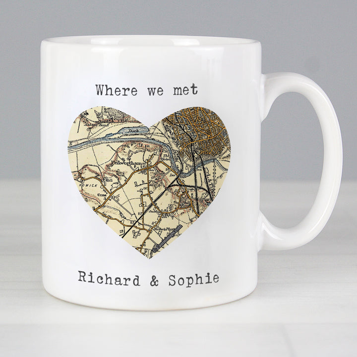 Personalised 1896 - 1904 Revised New Map Heart Mug - part of the Gifts Finder Personalised Mugs collection