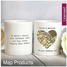 Personalised 1896 - 1904 Revised New Map Heart Mug - part of the Gifts Finder Personalised Mugs collection