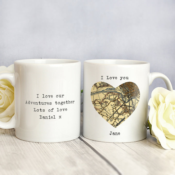 Personalised 1896 - 1904 Revised New Map Heart Mug - part of the Gifts Finder Personalised Mugs collection