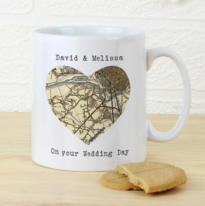 Personalised 1896 - 1904 Revised New Map Heart Mug - part of the Gifts Finder Personalised Mugs collection