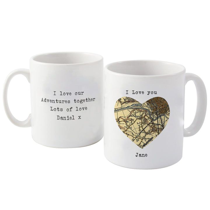 Personalised 1896 - 1904 Revised New Map Heart Mug - part of the Gifts Finder Personalised Mugs collection