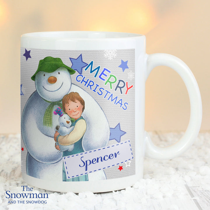 Personalised The Snowman And The Snowdog Blue Mug - part of the Gifts Finder Personalised Mugs collection