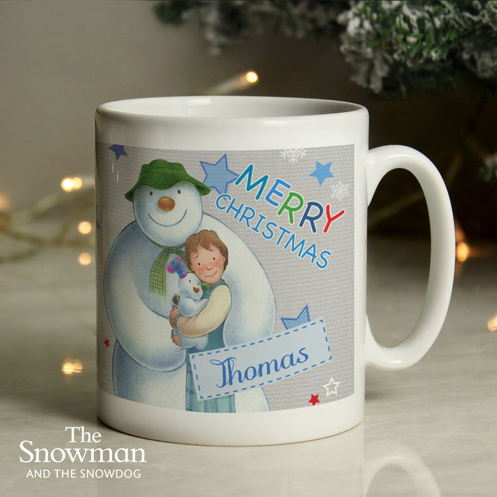 Personalised The Snowman And The Snowdog Blue Mug - part of the Gifts Finder Personalised Mugs collection