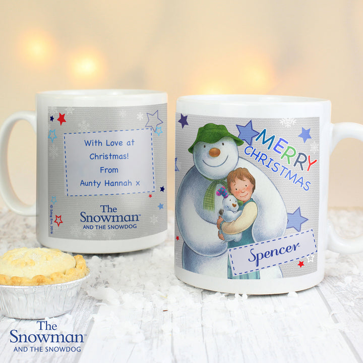 Personalised The Snowman And The Snowdog Blue Mug - part of the Gifts Finder Personalised Mugs collection