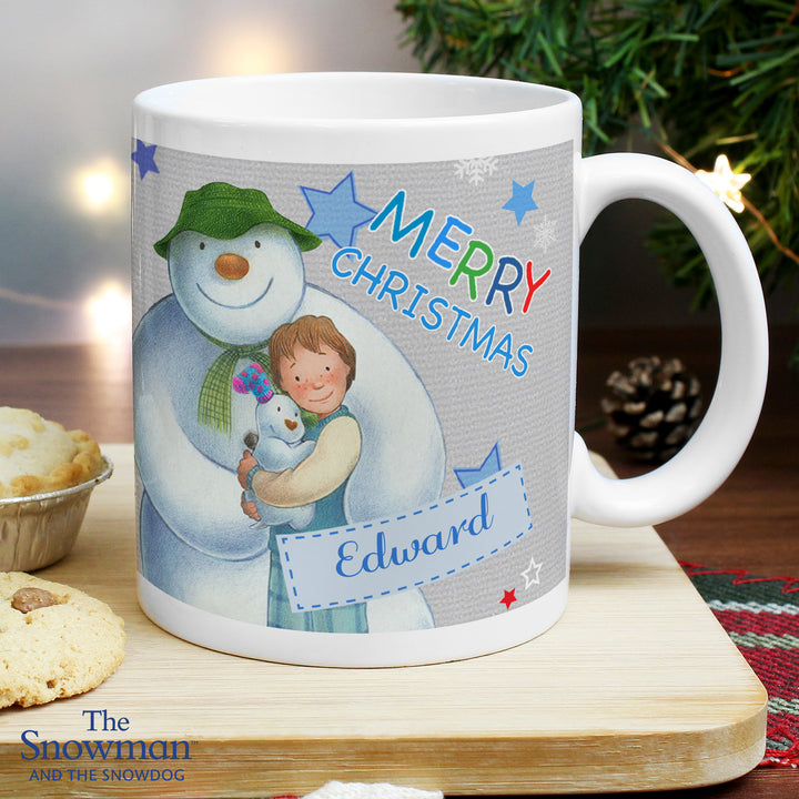 Personalised The Snowman And The Snowdog Blue Mug - part of the Gifts Finder Personalised Mugs collection