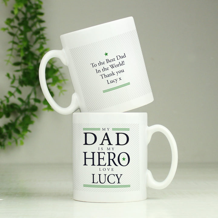 Buy Personalised My Dad is My Hero Mug at www.giftsfinder.co.uk