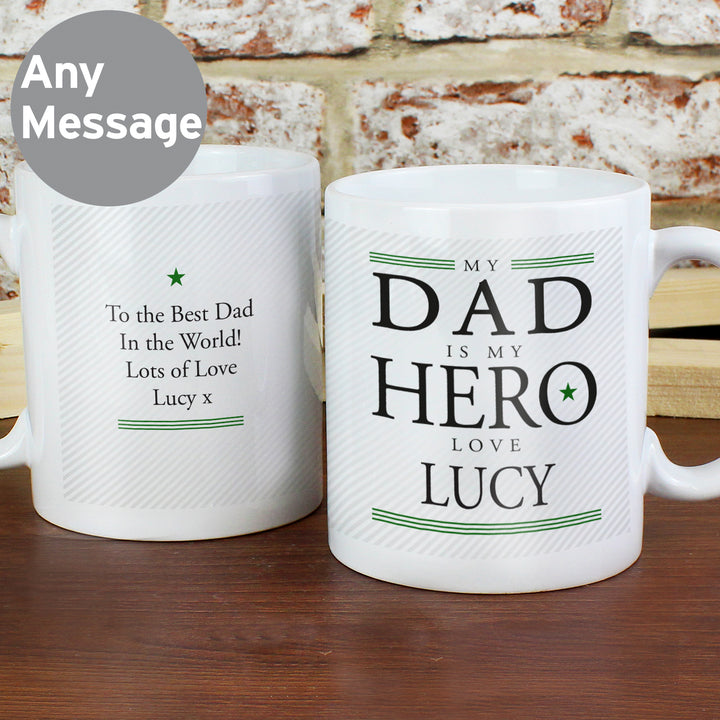 Buy Personalised My Dad is My Hero Mug at www.giftsfinder.co.uk