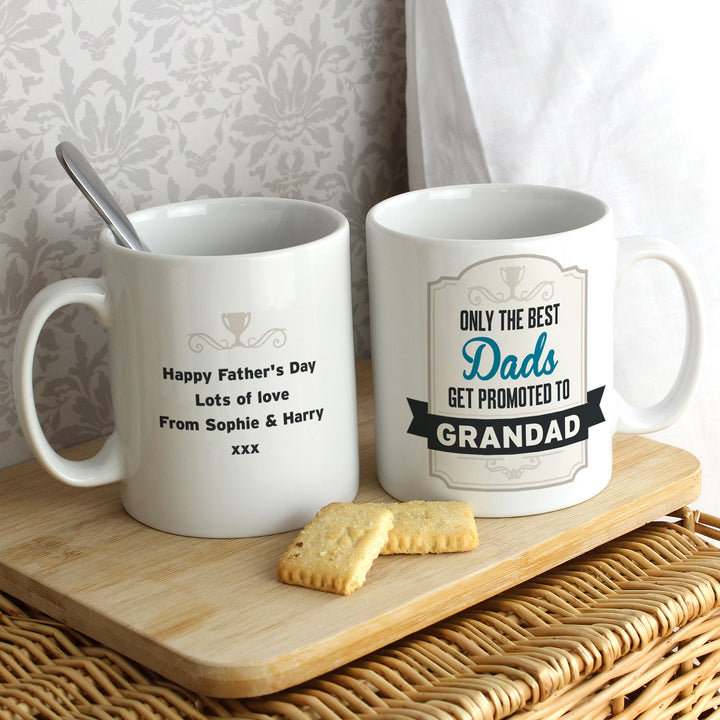 Buy Personalised Best Dads Get Promoted to Mug at www.giftsfinder.co.uk