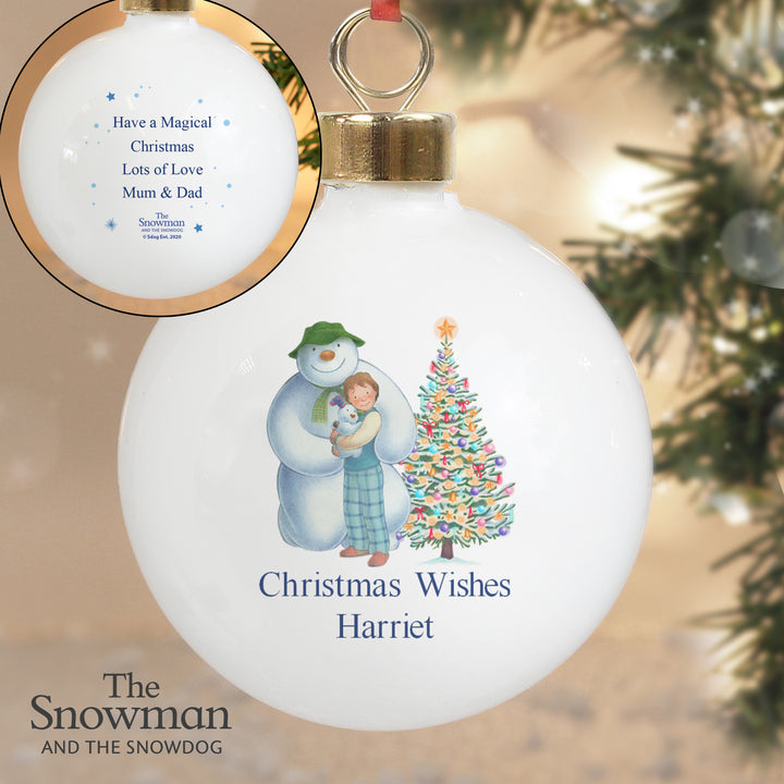 Buy Personalised The Snowman and the Snowdog Friends Bauble at www.giftsfinder.co.uk