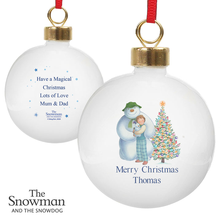 Buy Personalised The Snowman and the Snowdog Friends Bauble at www.giftsfinder.co.uk