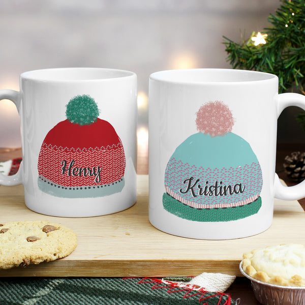 Buy Personalised Woolly Hats Mug Set at www.giftsfinder.co.uk