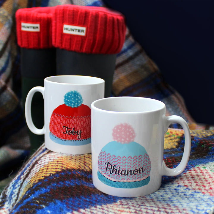 Buy Personalised Woolly Hats Mug Set at www.giftsfinder.co.uk