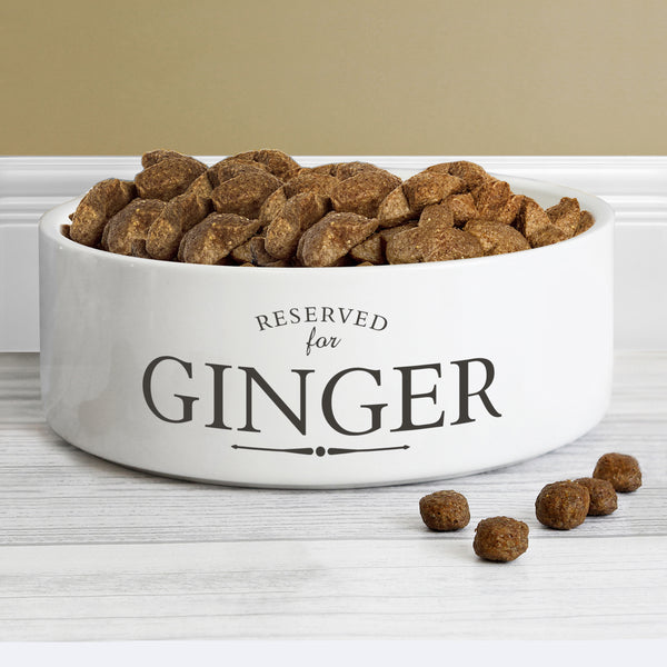 Buy Personalised Reserved For 14cm Medium White Pet Bowl at www.giftsfinder.co.uk