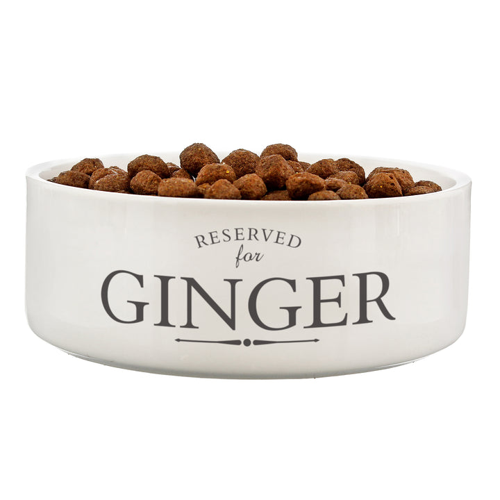 Personalised Reserved For 14Cm Medium White Pet Bowl - part of the Gifts Finder Personalised Pet Bowls collection