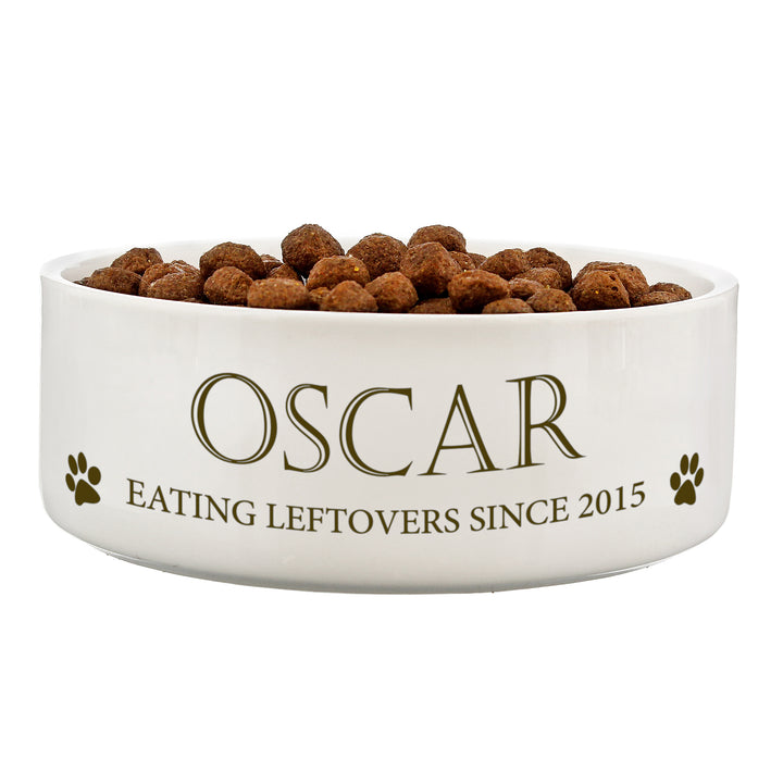 Personalised Paws 14Cm Medium White Pet Bowl - part of the Personalised Pet Bowls collection