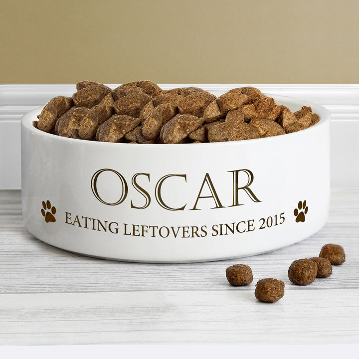 Personalised Paws 14Cm Medium White Pet Bowl - part of the Personalised Pet Bowls collection