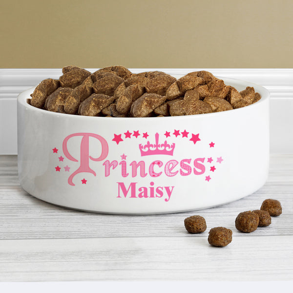 Buy Personalised Princess 14cm Medium White Pet Bowl at www.giftsfinder.co.uk