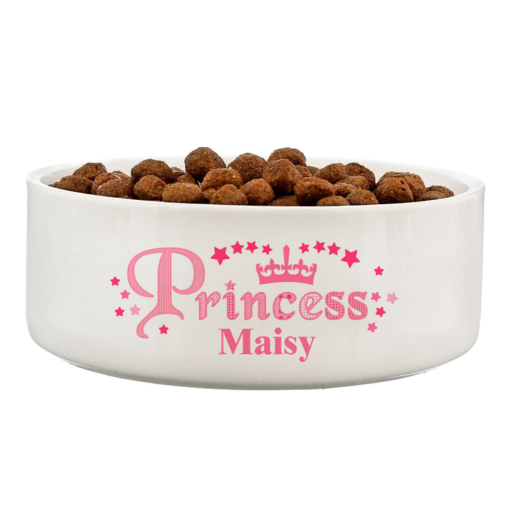 Buy Personalised Princess 14cm Medium White Pet Bowl at www.giftsfinder.co.uk