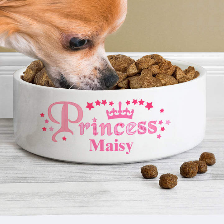 Buy Personalised Princess 14cm Medium White Pet Bowl at www.giftsfinder.co.uk