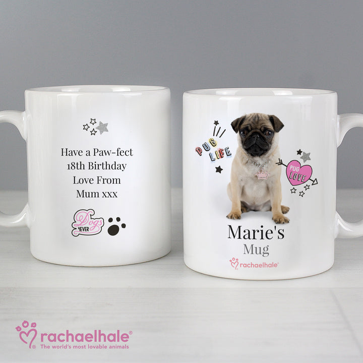 Buy Personalised Rachael Hale Doodle Pug Mug at www.giftsfinder.co.uk