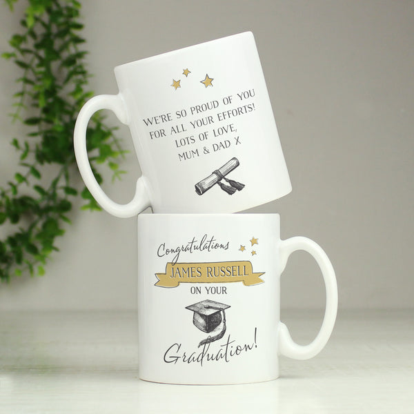 Buy Personalised Gold Star Graduation Mug at www.giftsfinder.co.uk