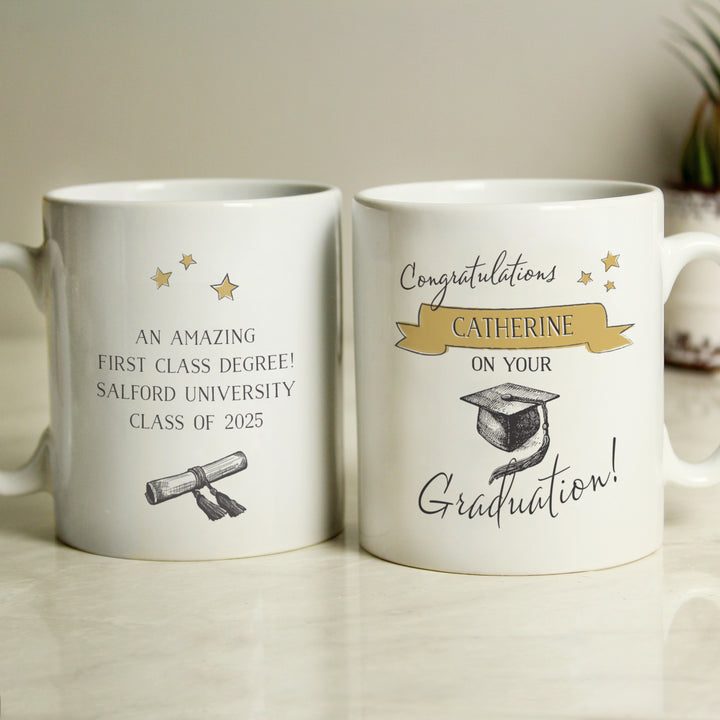 Buy Personalised Gold Star Graduation Mug at www.giftsfinder.co.uk