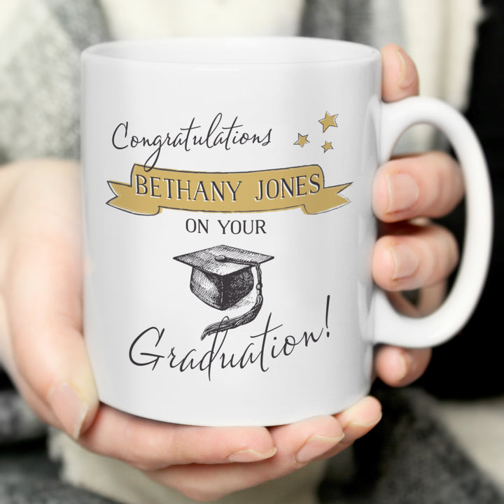 Buy Personalised Gold Star Graduation Mug at www.giftsfinder.co.uk