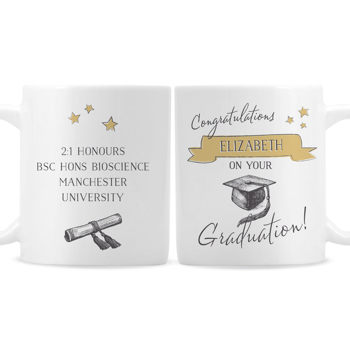 Buy Personalised Gold Star Graduation Mug at www.giftsfinder.co.uk