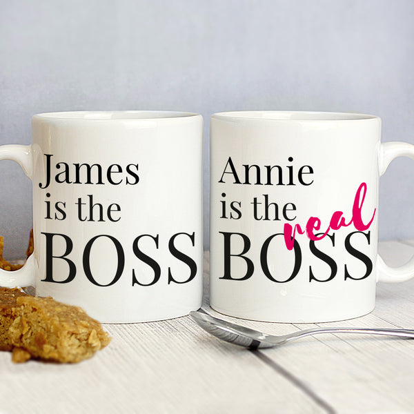 Buy Personalised The Real Boss Mug Set at www.giftsfinder.co.uk