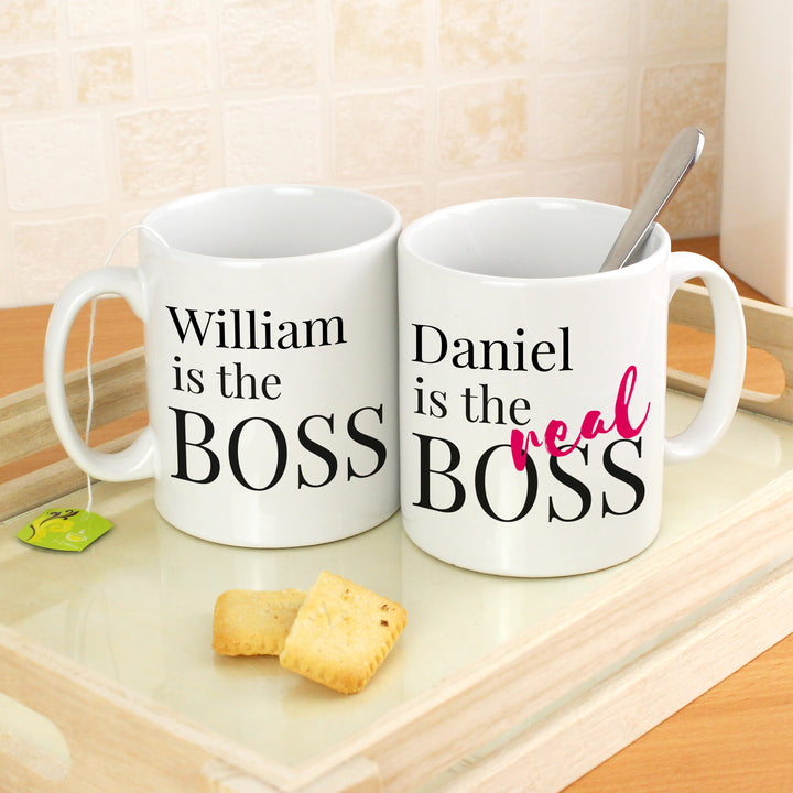 Buy Personalised The Real Boss Mug Set at www.giftsfinder.co.uk