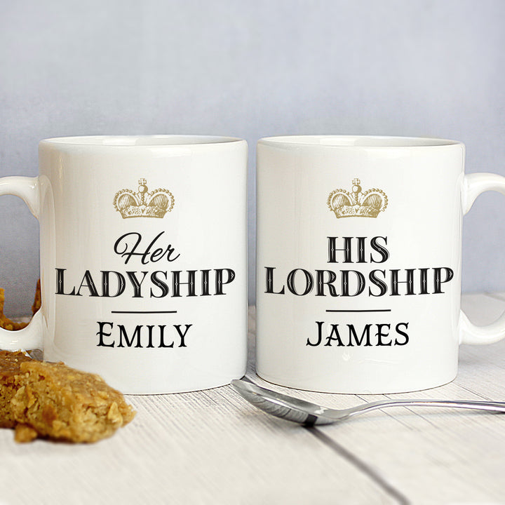 Buy Personalised Ladyship and Lordship Mug Set at www.giftsfinder.co.uk