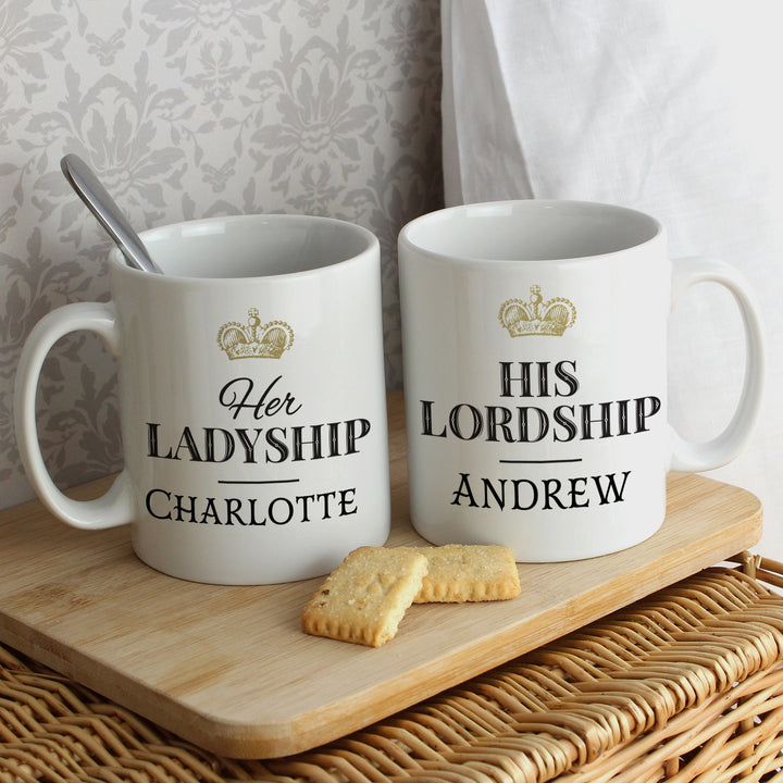 Buy Personalised Ladyship and Lordship Mug Set at www.giftsfinder.co.uk