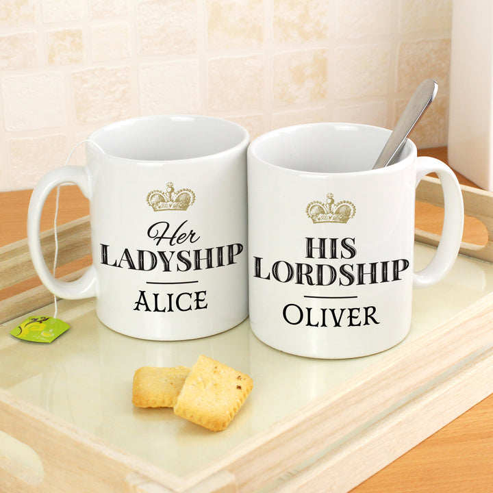 Buy Personalised Ladyship and Lordship Mug Set at www.giftsfinder.co.uk