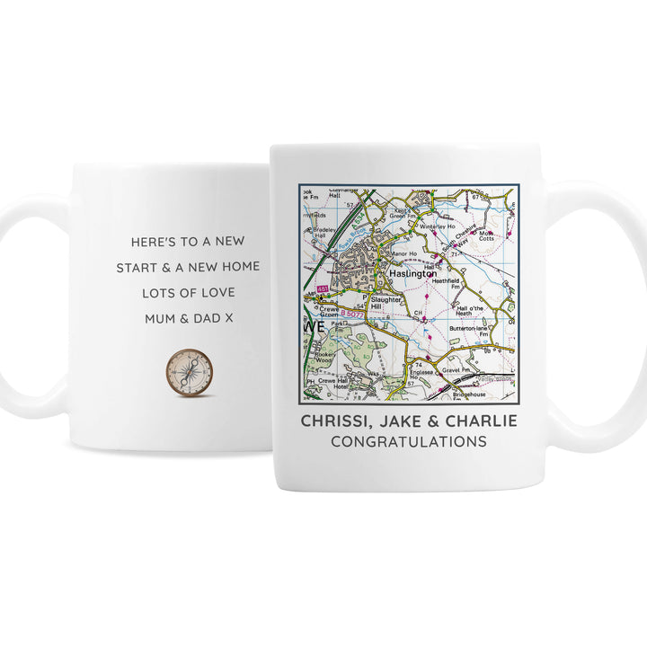 Buy Personalised Present Day Map Compass Mug at www.giftsfinder.co.uk