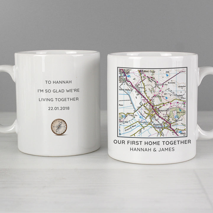 Buy Personalised Present Day Map Compass Mug at www.giftsfinder.co.uk