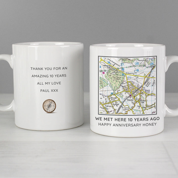 Buy Personalised Present Day Map Compass Mug at www.giftsfinder.co.uk