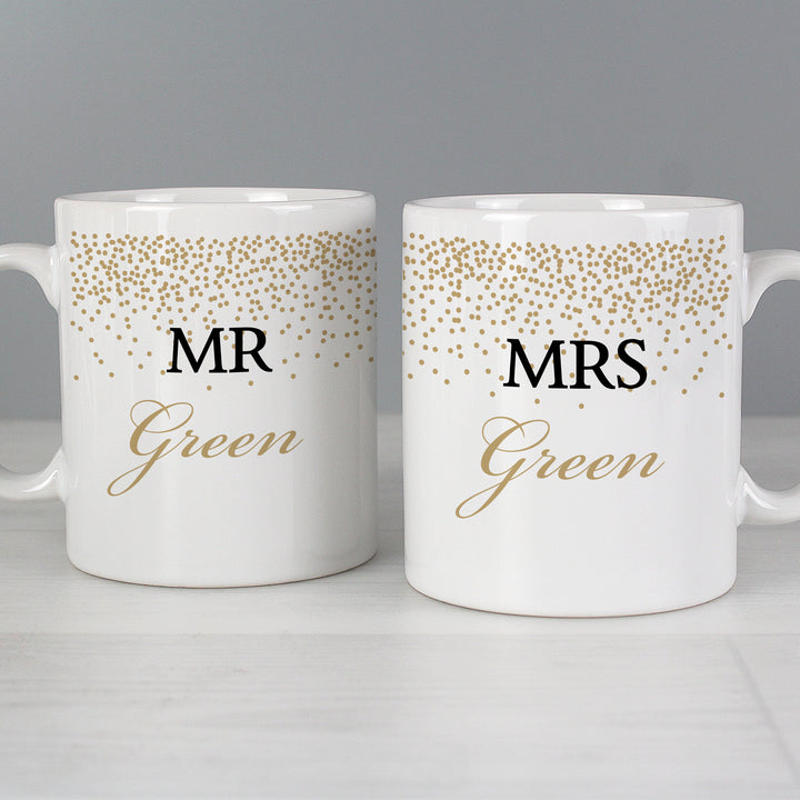 Buy Personalised Gold Confetti Mug Set at www.giftsfinder.co.uk