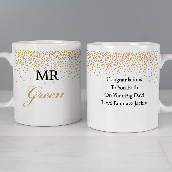 Buy Personalised Gold Confetti Mug Set at www.giftsfinder.co.uk