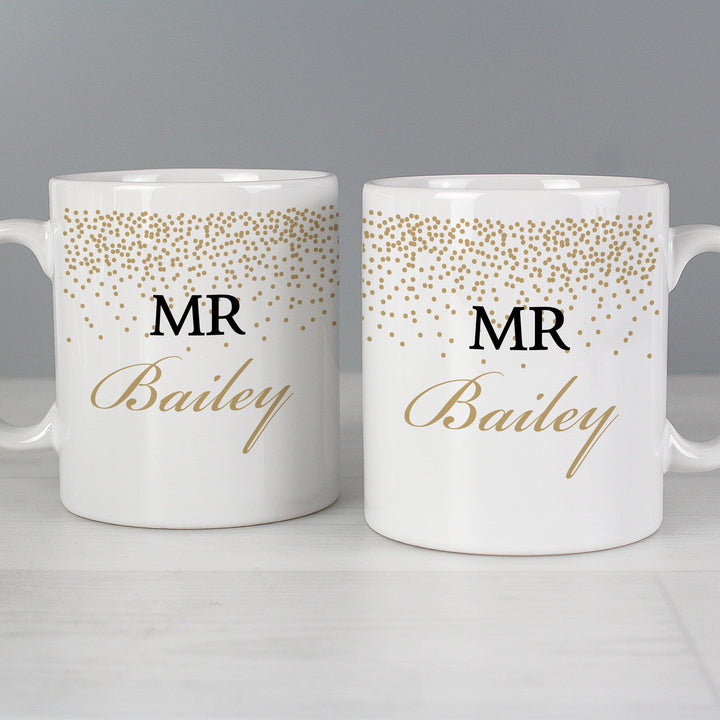 Buy Personalised Gold Confetti Mug Set at www.giftsfinder.co.uk