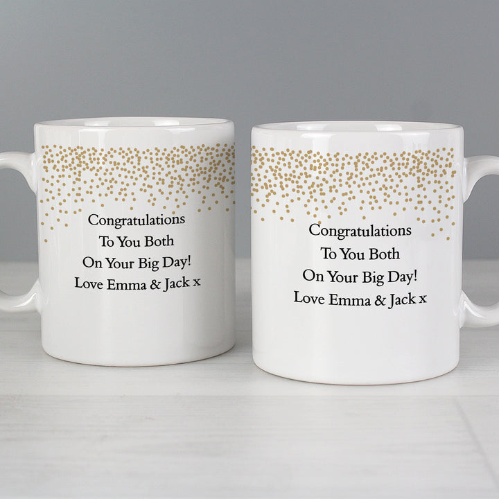 Buy Personalised Gold Confetti Mug Set at www.giftsfinder.co.uk