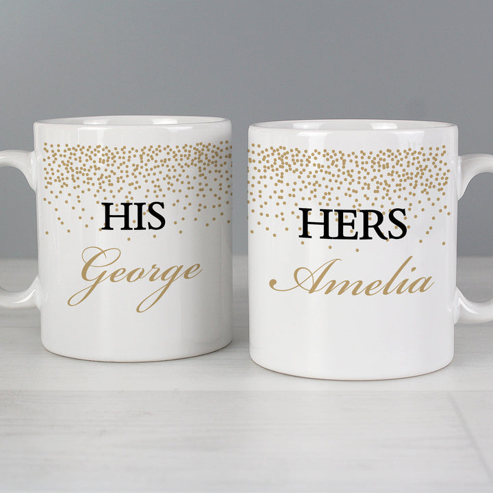 Buy Personalised Gold Confetti Mug Set at www.giftsfinder.co.uk