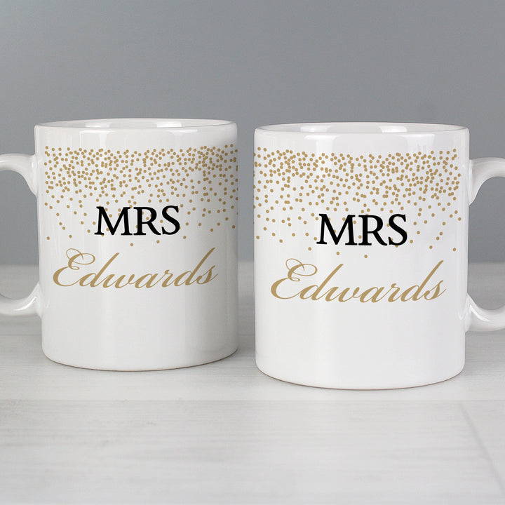 Buy Personalised Gold Confetti Mug Set at www.giftsfinder.co.uk